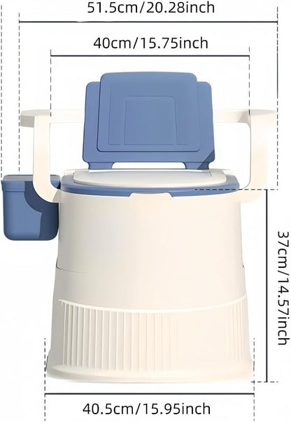 Portable toilet seat with armrests, with lid, with tissue holder, with seat function, robust, easy to clean, no power connection required, suitable for indoor and outdoor use (Khaki)