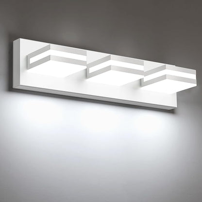 IZORRO LED Modern Bathroom Lights Fixtures(8-Light,Dimmable),Matte White Acrylic Wall Lighting,Vanity Lights for Bathroom Over Mirror - 6000k 16In （No Assembly Required）
