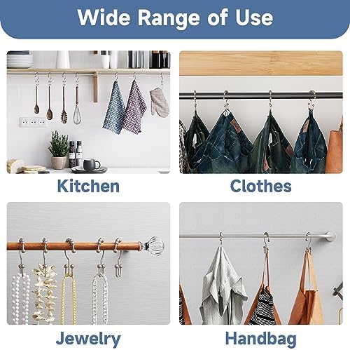 Titanker Shower Curtain Hooks Rings, Rust-Resistant Metal Double Glide Shower Hooks for Bathroom Shower Rods Curtains, Set of 12 Hooks - Matte Nickel