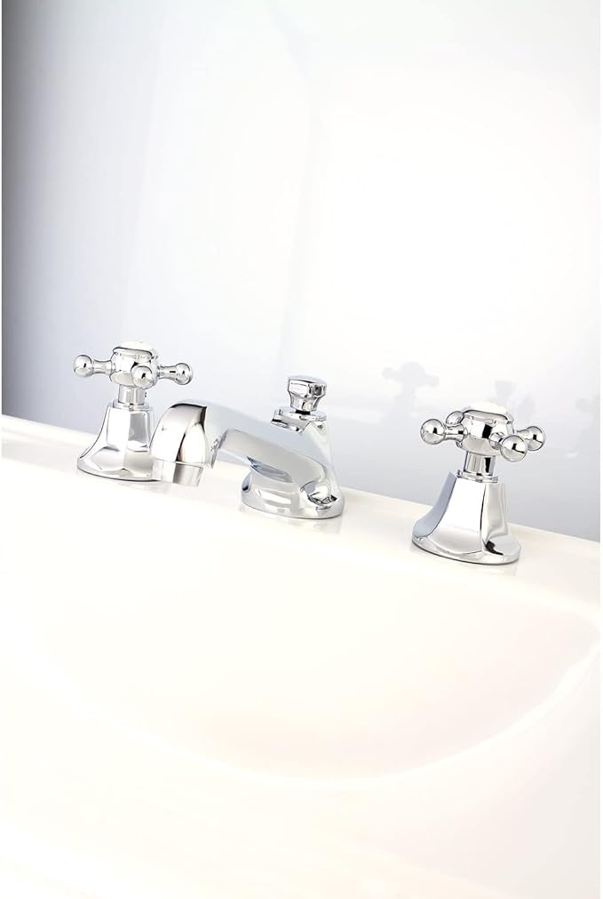 Kingston Brass KS4461BX Metropolitan Widespread Lavatory Faucet with Metal Cross Handle, Polished Chrome, 8-Inch Adjustable Center
