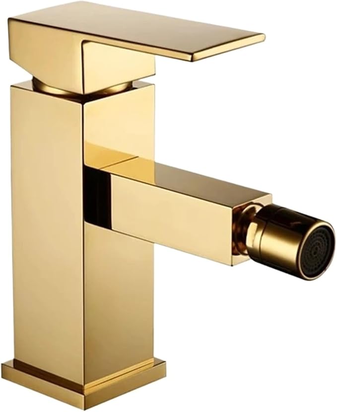 Bathroom Bidet Faucet Cold and Hot Water Mixer Tap Sprayer Brass Polished Chrome Black Gold Single Hole Deck Mount(Polished Gold)
