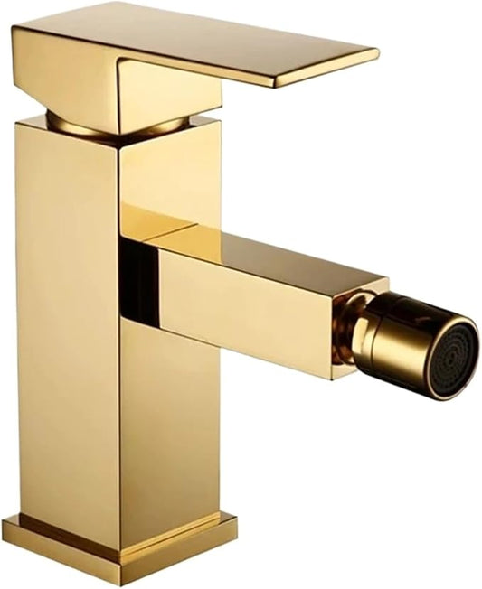 Bathroom Bidet Faucet Cold and Hot Water Mixer Tap Sprayer Brass Polished Chrome Black Gold Single Hole Deck Mount(Polished Gold)