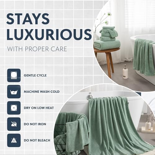4 Piece Bath Towel Set 35"x70"Oversized Bath Towel for Bathroom Ultra Soft Fluffy Extra Large Bath Sheet Luxury Premium Bathroom Towel Highly Absorbent Quick Dry Shower Towel for Hotel Spa,Green
