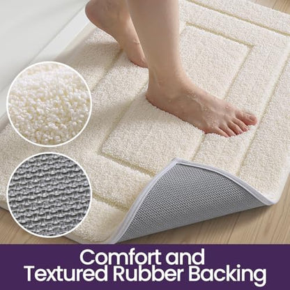 DEXI Bathroom Rugs 36x24, Non-Slip and Absorbent Bath Mat, Cream