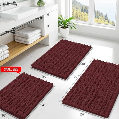 Smiry Bathroom Rugs 44X24, Extra Soft Rubber Backing Chenille Bath Mats