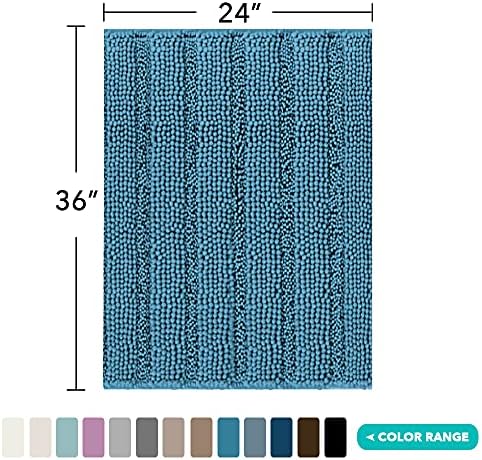 Turquoize Bathroom Rug 24"x36", Absorbent Chenille Bath Rug, Turquoise Blue