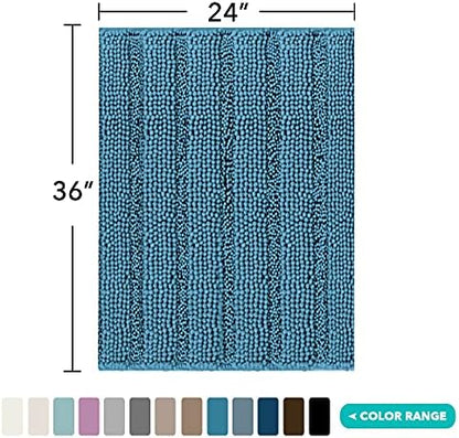 Turquoize Bathroom Rug 24"x36", Absorbent Chenille Bath Rug, Turquoise Blue