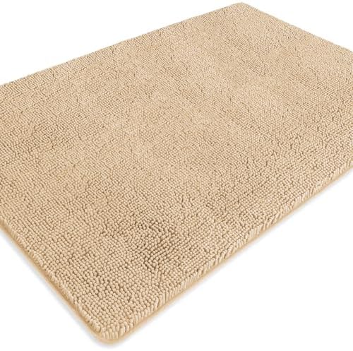 Bathroom Rugs 40 x 60 Inch – Extra Large Bath Mat | Absorbent and Washable Thick Chenille Bath Rugs Non-Slip Runner Rug for Bathroom, Shower, Tub(Ivory Cream)