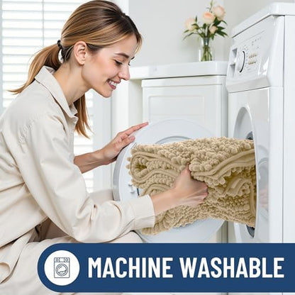 Smiry Bathroom Rugs 30X18, Extra Soft Rubber Backing Chenille Bath Mats