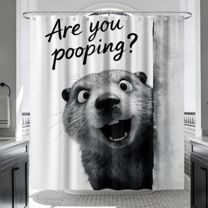 Cute Otter Shower Curtain Funny Grey Animal, 70x72 Inchs