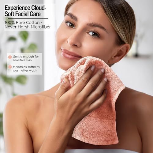 Living Fashions Washcloths, 13" x 13" Washcloths 12 Pack, Face Towels