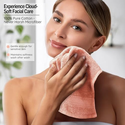Living Fashions Washcloths, 13" x 13" Washcloths 12 Pack, Face Towels