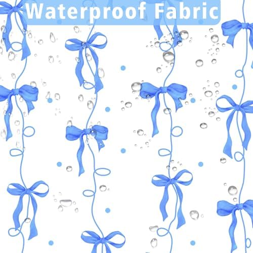 Bow Shower Curtain for Bathroom, Teen Girls Theme, Navy Blue, 72x72 Inches