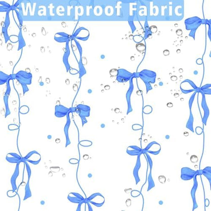 Bow Shower Curtain for Bathroom, Teen Girls Theme, Navy Blue, 72x72 Inches