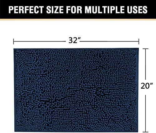 H.VERSAILTEX Navy Blue Bath Mats for Bathroom, Bath Mat 20x32 inch Oversize Bathroom Rug Shag Shower Mat Soft Texture Floor Mat Machine-Washable Bath mats with Water Absorbent Soft Microfibers Rugs