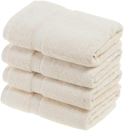 SUPERIOR Egyptian Cotton Plush & Absorbent, Hand Towel Set of 4, Cream | Quick Dry, Soft Luxury Towel Set, Bath Essentials for Bathroom, Guest Bath, Spa, 4 Piece Set, Madeline Towels