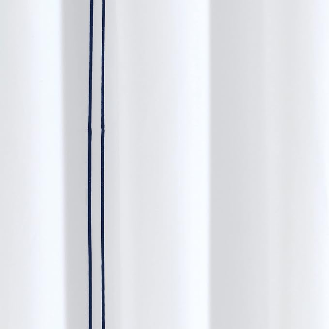 Lush Decor Hotel Collection Shower Curtain Single 72" W x 72" L White & Navy - White Shower Curtains for Bathroom - Bathroom Curtain - Modern Decor