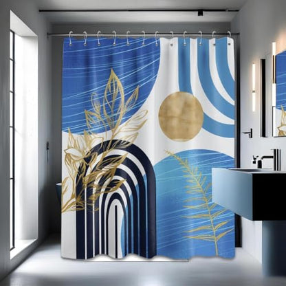 Light Blue Shower Curtain, 72x72 in, Mid Century Modern