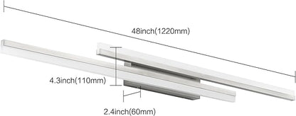 PRESDE 48 Inch LED Bathroom Vanity Light Bar, Brushed Nickel Bathroom Light Fixtures Modern Vanty Lighting Over Mirror 5CCT