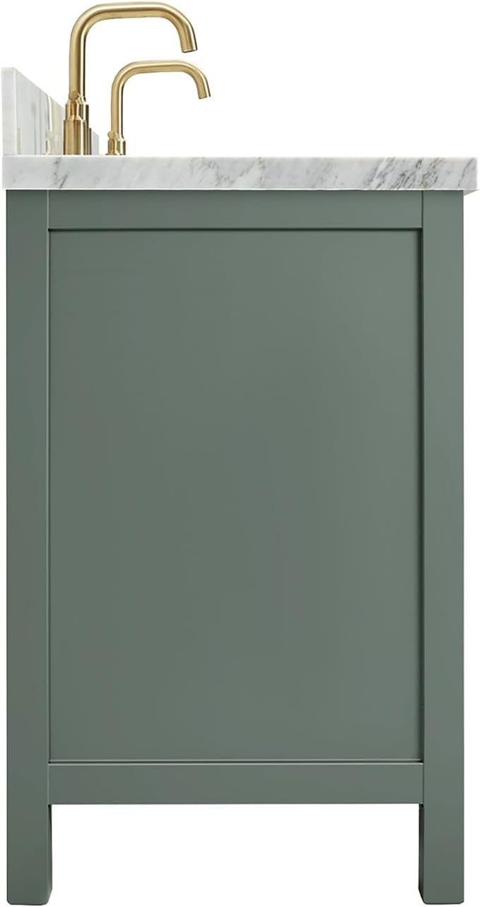 ARIEL Cambridge 72-inch Bathroom Vanity with Sink,Solid Wood, 1.5-inch Italian Carrara Marble Countertop, Double Oval Porcelain Sink, 4 Soft Closing Doors, 6 Dovetail Drawers, Vintage Green