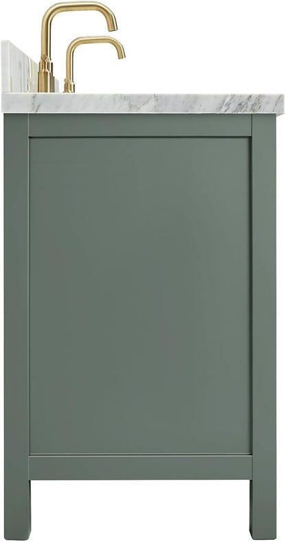 ARIEL Cambridge 72-inch Bathroom Vanity with Sink,Solid Wood, 1.5-inch Italian Carrara Marble Countertop, Double Oval Porcelain Sink, 4 Soft Closing Doors, 6 Dovetail Drawers, Vintage Green