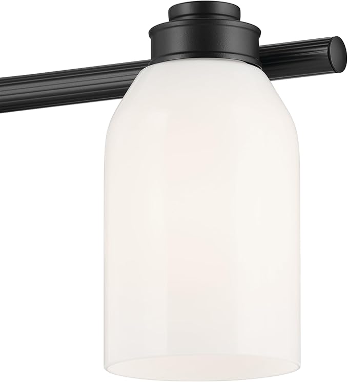 Kichler Shae 24.25" 3-Light Vanity Light with White Opal Glass in Black, for Bathroom Vanity, Powder Room, Over a Mirror, (24.25" W x 9" H), 55202BK