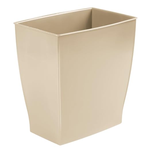 iDesign Small Plastic Bathroom Trash Can, Slim Rectangle, 2-Pack, Brown | Garbage Bin for Bedroom, Office, Dorm