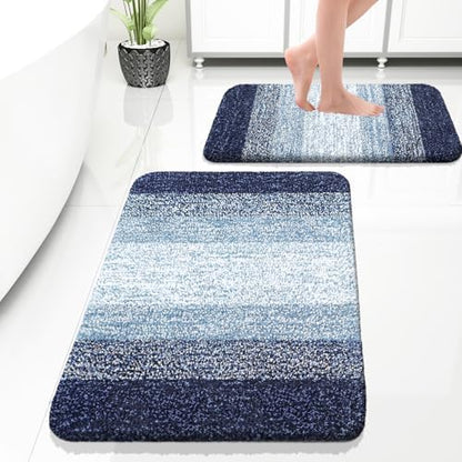OLANLY Micorfiber Bathroom Rug Set 2 Piece, 30"x20"+24"x16"