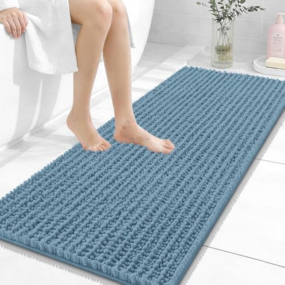OLANLY Bathroom Runner Rugs 47x20, Thick Soft Absorbent Chenille Bath Rugs