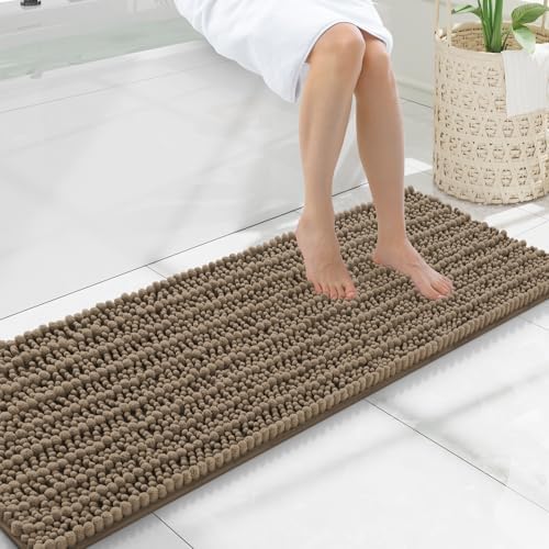 Smiry Bathroom Rugs 47X17, Extra Soft Rubber Backing Chenille Bath Mats