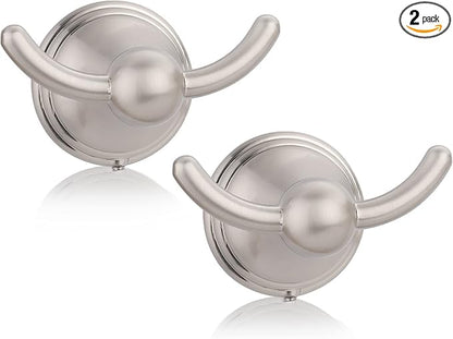 FILTA Bathroom Towel Hooks, Brushed Nickel Robe & Towel Hooks for Wall Mounted, Traditional Towel and Robe Hooks for Hanging Towels, Bath Towel Holder for Shower(2 Pack)