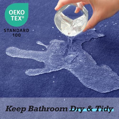 HUXMEYSON Bathroom Rugs Sets 3 Piece, Non-Slip & Quick Dry Bath Mat Set, Ultra Soft Velvet Bath Rugs for Bathroom, Toilet and Shower Floor, Royal Blue