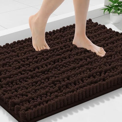 Smiry Bathroom Rugs 30X18, Extra Soft Rubber Backing Chenille Bath Mats
