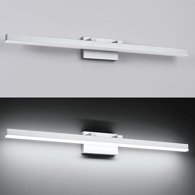 PRESDE Bathroom Light Fixtures Dimmable 40in Silver LED Vanity Light for Bathroom Wall Lighting Fixtures Over Mirror（Cold White 6000K）
