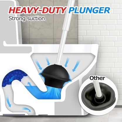 FORASTO 2in1 Toilet Brush & Plunger Set, Bathroom Essentials for Apartment