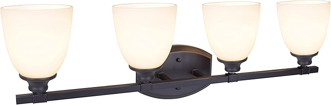 Aspen Creative 62213, Four-Light Metal Bathroom Vanity Wall Light Fixture, 30-3/4" Wide, Transitional Design in Oil Rubbed Bronze
