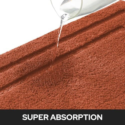 HOMEIDEAS Bathroom Rugs Sets 2 Piece, Soft Non Slip Bath Mat Burnt Orange