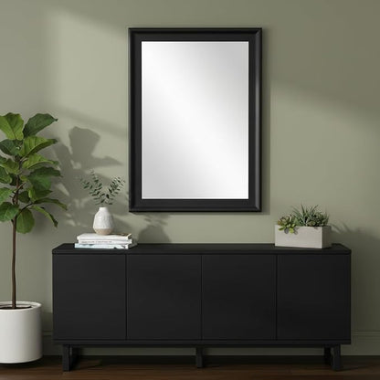 CULER Black Wall Mirror for Bathroom,Rectangle Rustic 24 x 32 inch | Hanging Vanity Mirrors for Living Room,Bedroom,Entryway