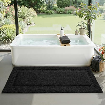 LUMI Ultra Soft Bathroom Runner Rugs, Non Slip Bath Mat 24x60, Black