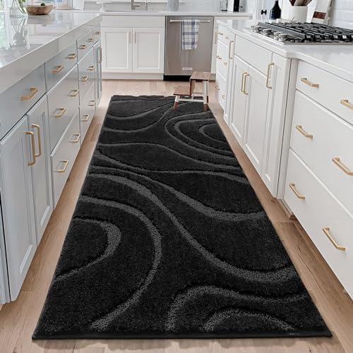 DEXDE Bathroom Rugs Runner Non-Slip Mat for Bathroom Floor, 24X72 Black