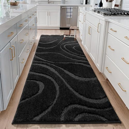 DEXDE Bathroom Rugs Runner Non-Slip Mat for Bathroom Floor, 24X72 Black
