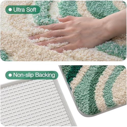LUMI Beach Bathroom Rug Square 26x26, Soft Absorbent Bath Mat, Non Slip