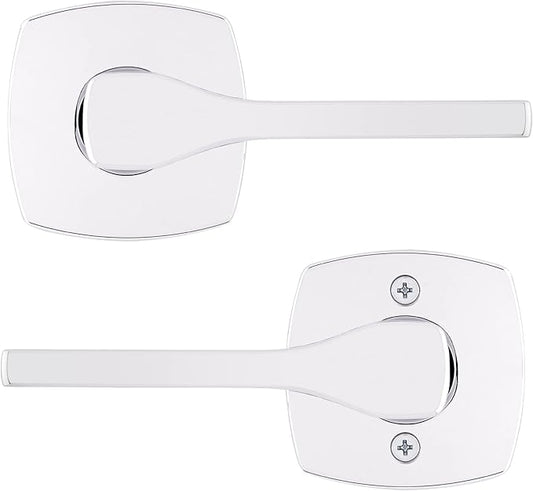 Kwikset Tripoli Lever Interior Passage Door Handle, Lever for Closet and Hallway Doors, Reversible Non-Locking Handle Lever, Polished Chrome (Pack of 6)