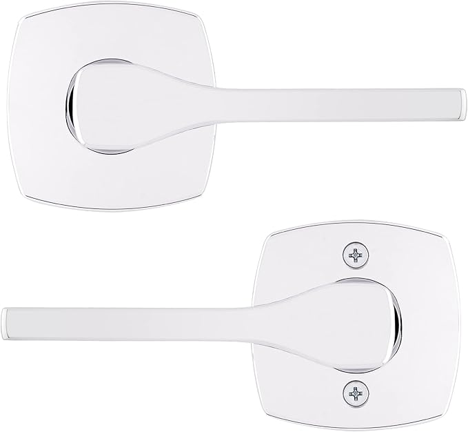 Kwikset Tripoli Lever Interior Passage Door Handle, Lever for Closet and Hallway Doors, Reversible Non-Locking Handle Lever, Polished Chrome (Pack of 8)