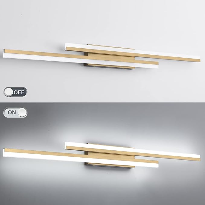 PRESDE 48" LED Vanity Light Bar, Modern Brushed Gold Bathroom Light Fixtures Over Mirror