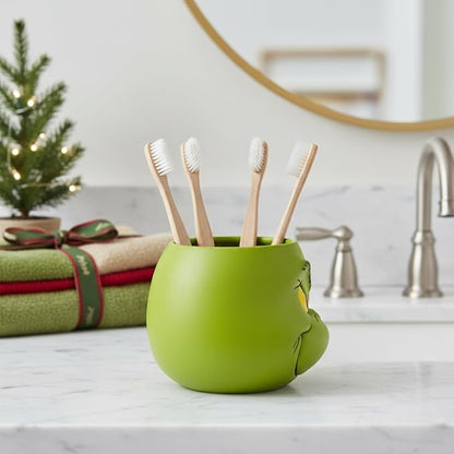 Dr. Seuss The Grinch Holiday Christmas Toothbrush Holder - Makeup Brushes/Pens Tumbler, (Officially Licensed Product) by Franco