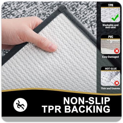 OLANLY Bathroom Runner Rugs 47x20, Long Bath Mats for Bathroom, Dark Grey