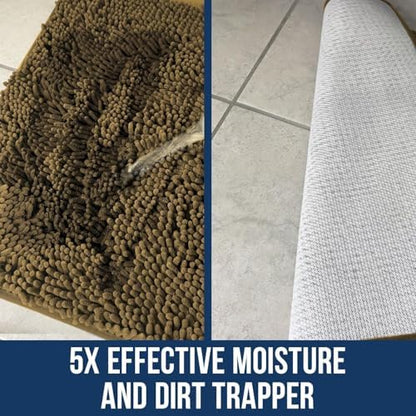 Muddy Mat® | Chenille Bathroom Rugs Quick Dry Microfiber Mats Non Slip Washable, Extra Thick, Soft and Highly Absorbent Bath Mats for Bathroom, Kitchen, and Shower Floor - Beige 36"x60"