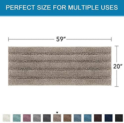 H.VERSAILTEX Bathroom Rugs Bath Mat Runner Rug Non Slip Kitchen Rug Extra Long Bath Rug Runners Oversized 59" x 20" Absorbent Washable Dry Fast Plush Area Rug for Bathroom/Bedroom - Taupe