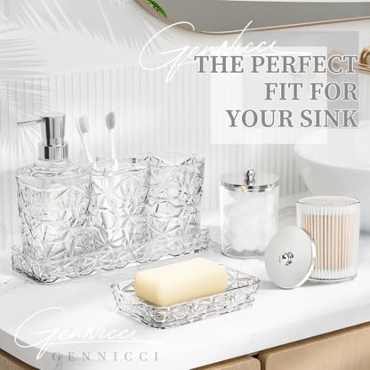 Bathroom Accessory Set, 7 Pcs White Bathroom Accessories Set, Acrylic Soap Dispenser and Toothbrush Holder Set, Qtip Holder Set, Bathroom Sink Set, Gift for Home Apartment